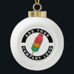 Add Your Custom Logo Business Promotional Ceramic Ball Christmas Ornament<br><div class="desc">Add your brand logo and custom text to this ornament that's perfect for creating brand awareness or as an advertising medium. Available in other colours and sizes. No minimum order quantity and no setup fee.</div>
