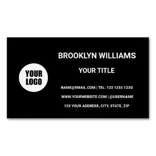 Add Your Custom Logo Circle Dark Professional Magnetic Business Card