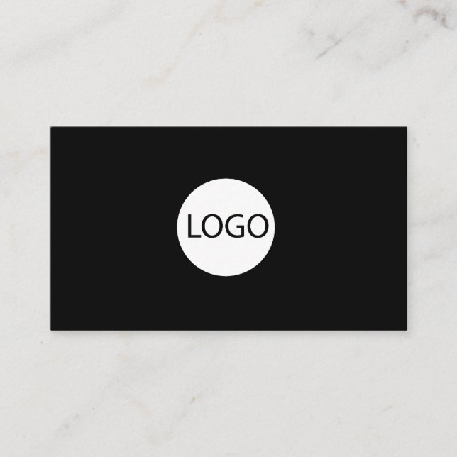 Add your custom logo circle professional black  business card (Front)