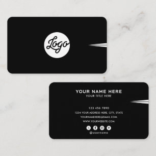Add Your Custom Logo Circle Professional Black Business Card