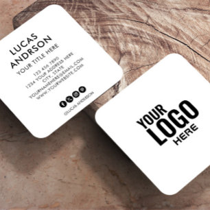 Add your custom logo circle professional white squ square business card