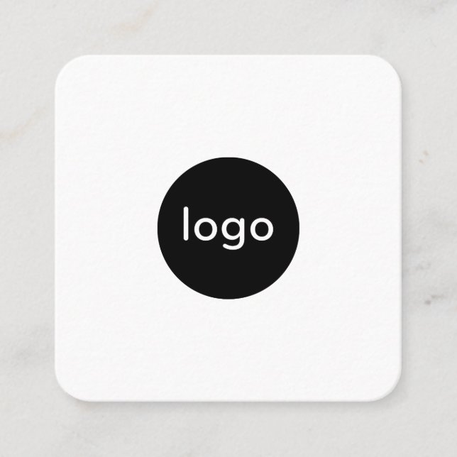 Add your custom logo circle professional white square business card (Front)
