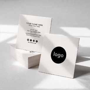 Add your custom logo circle professional white square business card