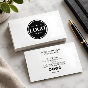 Add your custom logo circle professional Withe Business Card