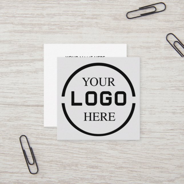 Add your custom logo circle  white square business card (Front/Back In Situ)