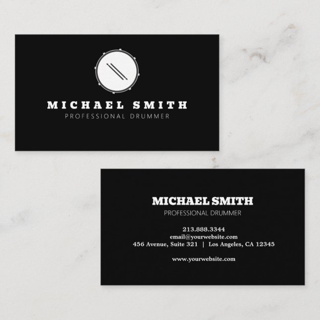 Add your custom logo Drums Drummer  Business Card (Front/Back)