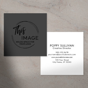 Add Your Custom Logo Elegant, Minimal Dark Grey Square Business Card
