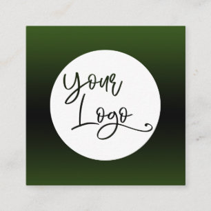Add Your Custom Logo Forest Green and Black Ombre Square Business Card