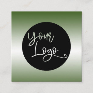 Add Your Custom Logo Forest Green and White Ombre Square Business Card