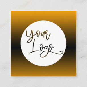 Add Your Custom Logo Orange and Black Ombre Square Business Card