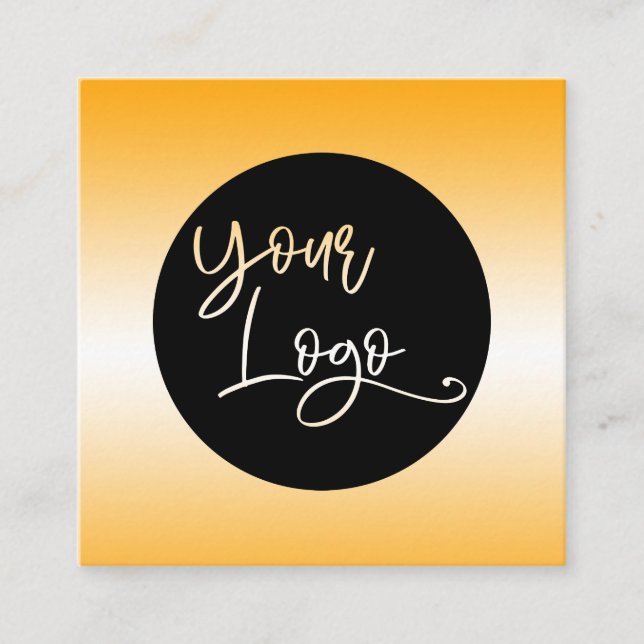 Add Your Custom Logo Orange and White Ombre Square Business Card (Front)