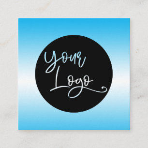 Add Your Custom Logo Over Sky Blue Ombre Square Business Card
