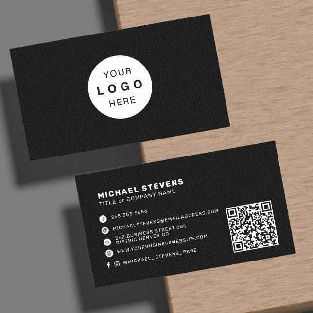 Add your custom logo professional black business card (Creator Uploaded)