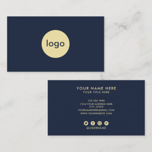 Add Your Custom Logo Professional Blue And Yellow Business Card
