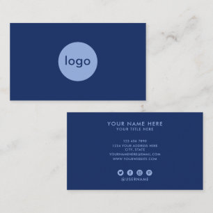 Add Your Custom Logo Professional Deep Cobalt Blue Business Card