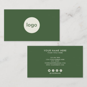 Add Your Custom Logo Professional Green And Ivory Business Card