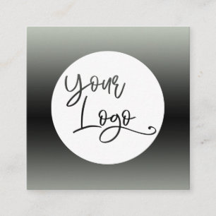Add Your Custom Logo Sage Green and Black Ombre Square Business Card