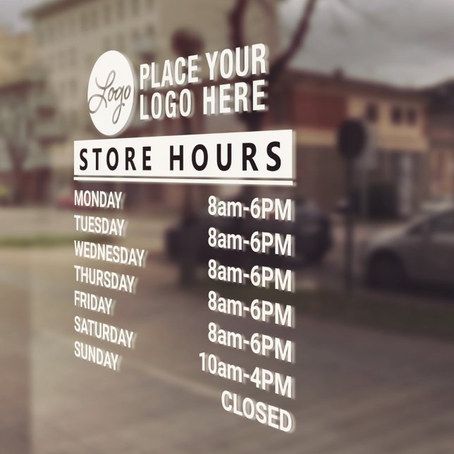 Add Your Custom Logo Store Hours Of Operation Window Cling (Add Your Custom Logo Store Hours Of Operation Window Cling)