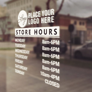 Add Your Custom Logo Store Hours Of Operation Window Cling