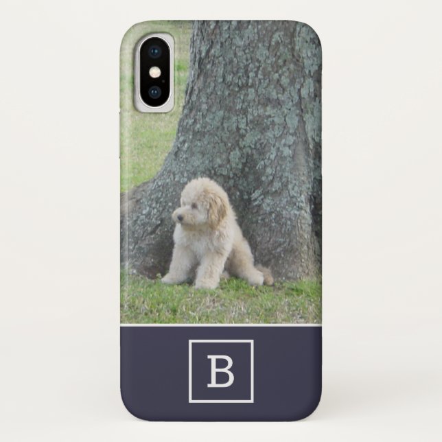 Add Your Custom Photo & Monogram Initial Black Case-Mate iPhone Case (Back)