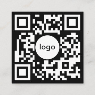 Add Your Custom QR Code Logo Professional Black Square Business Card