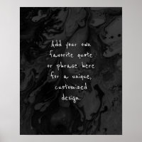 Add Your Custom Quote Black & Grey Marble