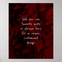 Add Your Custom Quote Black Marble, Burgundy Red