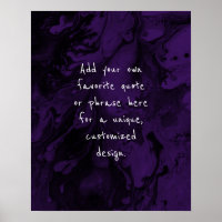 Add Your Custom Quote Black Marble, Deep Purple