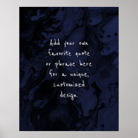 Add Your Custom Quote Black Marble on Navy Blue