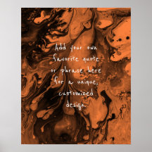 Add Your Custom Quote Black Marble, Orange Peel Poster