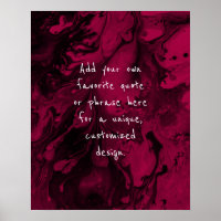 Add Your Custom Quote Black Marble, Raspberry Pink