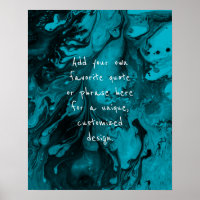 Add Your Custom Quote Black Marble Scuba Blue
