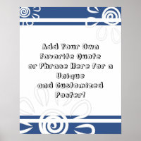 Add Your Custom Quote Stripes Flowers Classic Blue