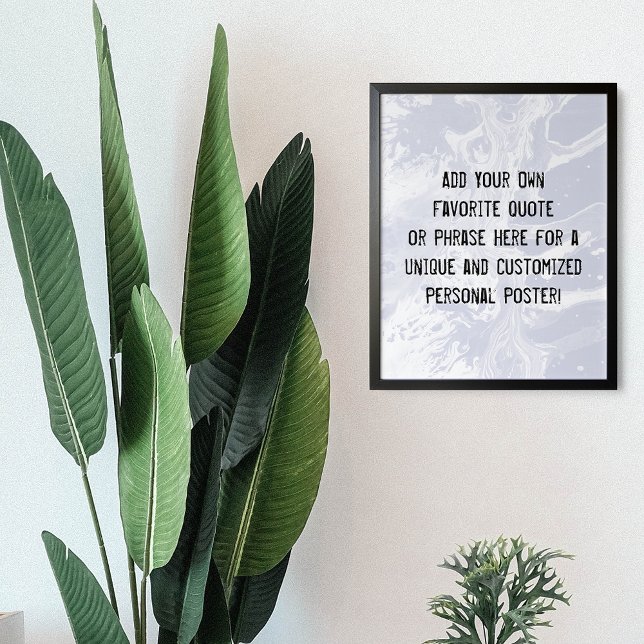 Add Your Custom Quote White Marble Dusty Blue Poster (Creator Uploaded)