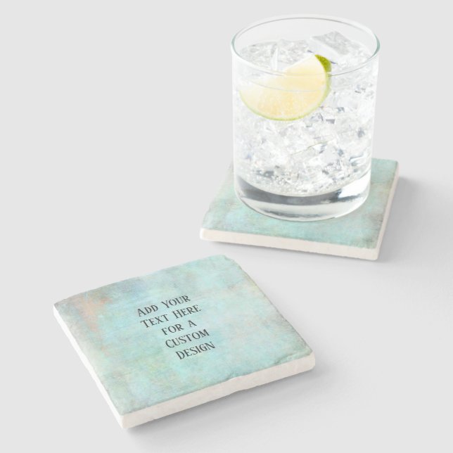 Add Your Custom Text Aqua and Teal Grunge Stone Coaster (Side)