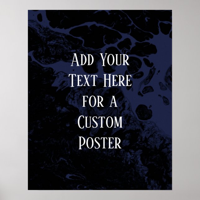 Add Your Custom Text Black & Navy Marble Poster (Front)