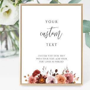 Add Your Custom Text, Burgundy, Pink Wedding Sign