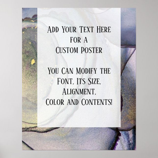 Add Your Custom Text Organic Abstract Alcohol Ink Poster (Front)