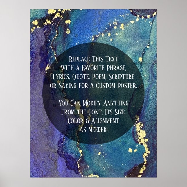 Add Your Custom Text Organic Abstract Alcohol Ink  Poster (Front)