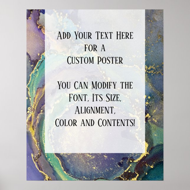 Add Your Custom Text Organic Abstract Alcohol Ink Poster (Front)