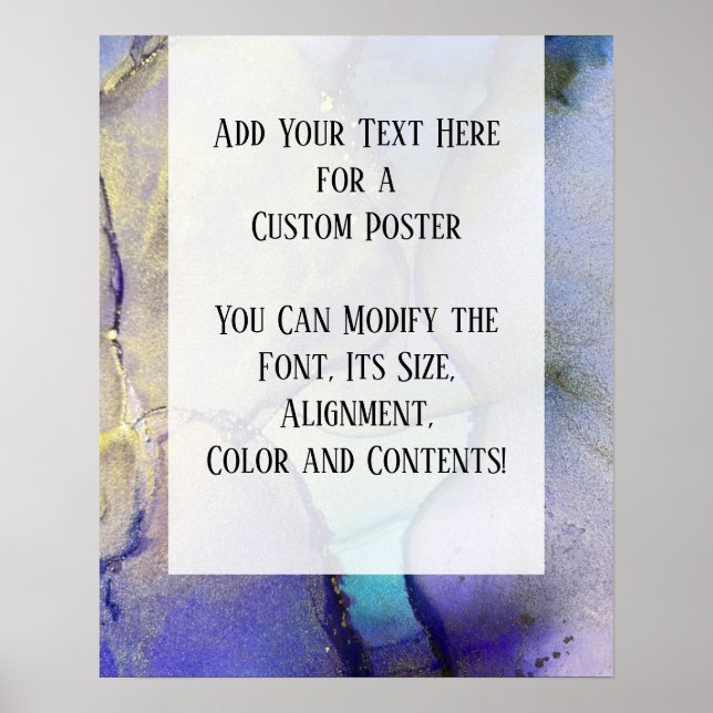 Add Your Custom Text Organic Abstract Alcohol Ink Poster (Front)