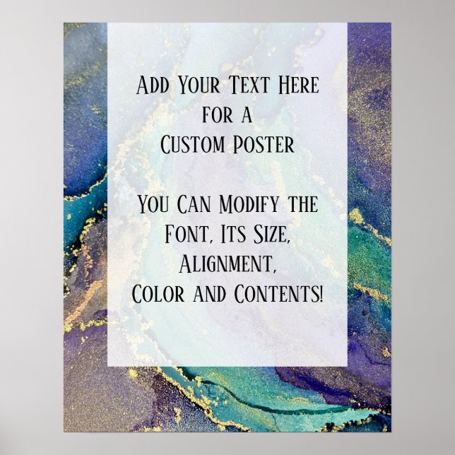 Add Your Custom Text Organic Abstract Alcohol Ink Poster (Front)