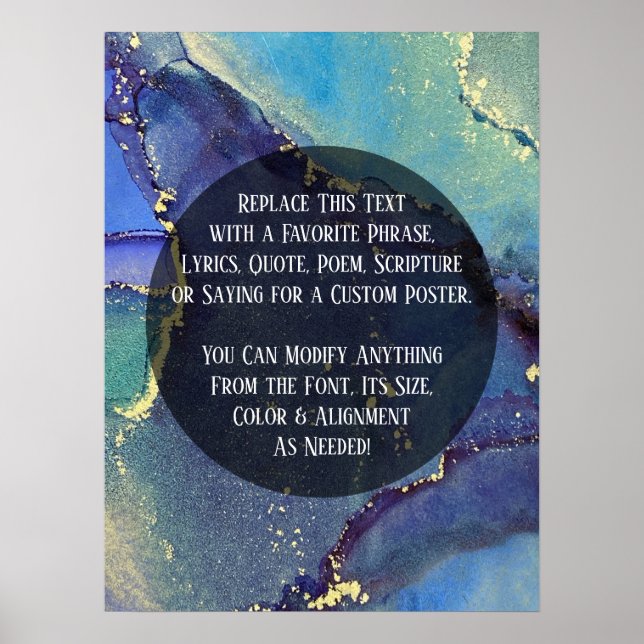 Add Your Custom Text Organic Abstract Alcohol Ink Poster (Front)