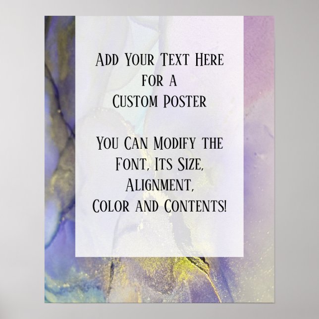 Add Your Custom Text Organic Abstract Alcohol Ink Poster (Front)