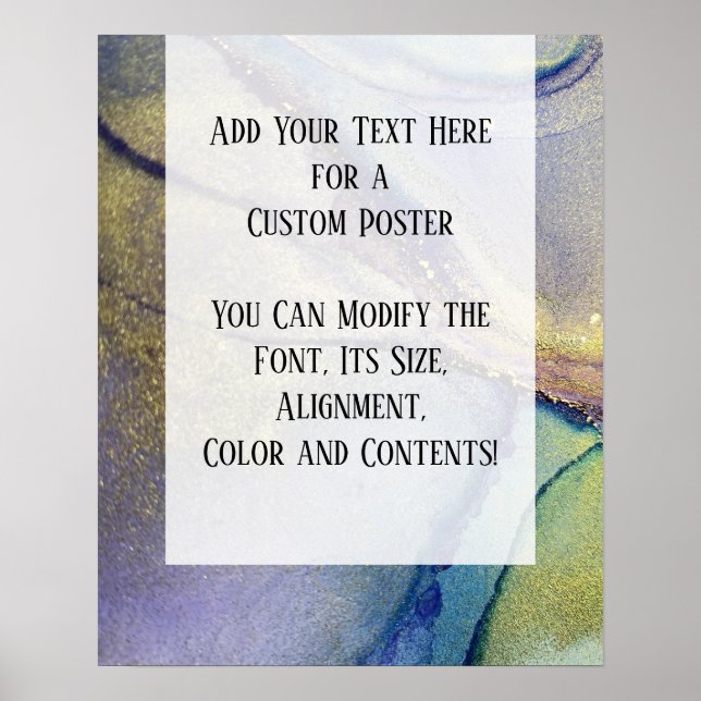 Add Your Custom Text Organic Abstract Alcohol Ink Poster (Front)