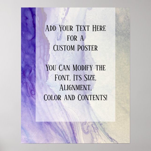 Add Your Custom Text Purple Abstract Alcohol Ink Poster (Front)