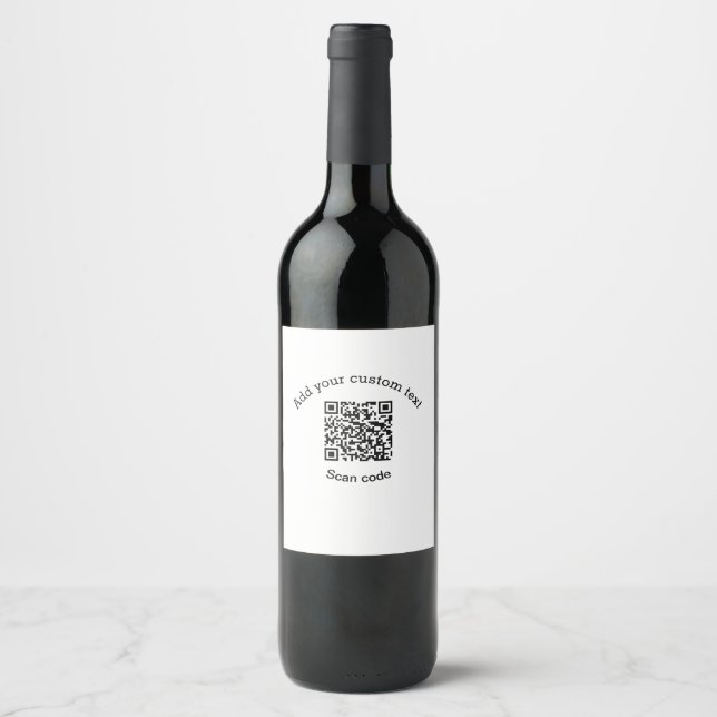 Add your custom text scan QR code business  Wine Label (Front)