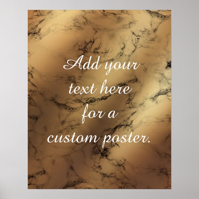Add Your Custom Text - Script, Gold & Black Marble Poster (Front)