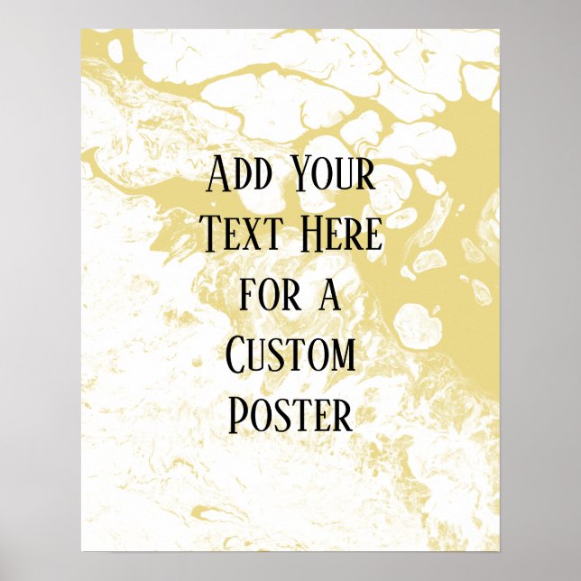 Add Your Custom Text White & Custard Yellow Marble Poster (Front)