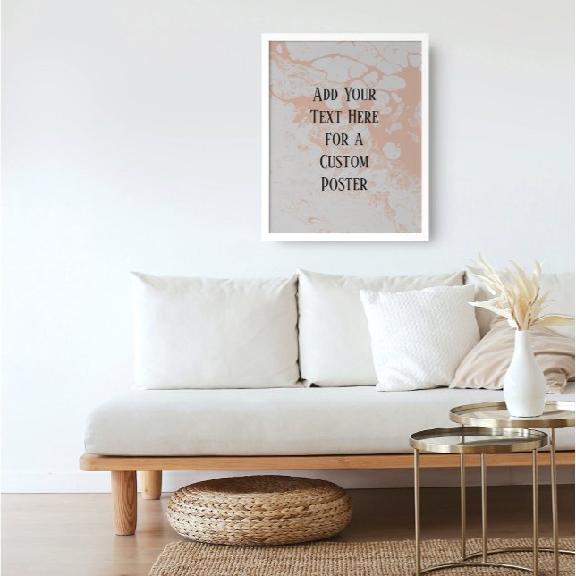 Add Your Custom Text, White & Light Salmon Marble Poster (Creator Uploaded)